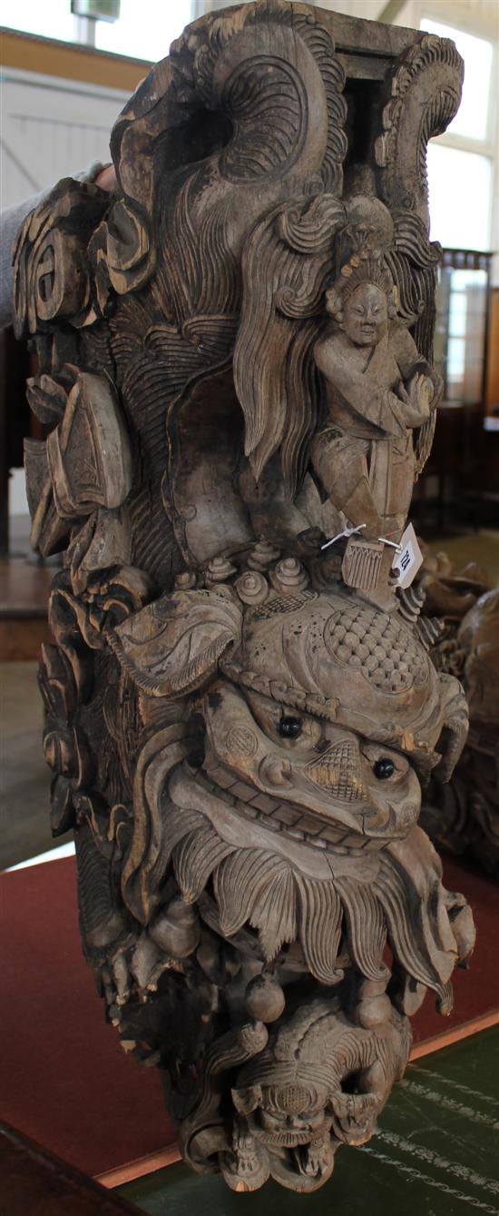 2 Chinese carved supports